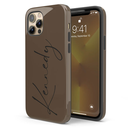 Custom Signature Name Earth Tones iPhone Case - Dark